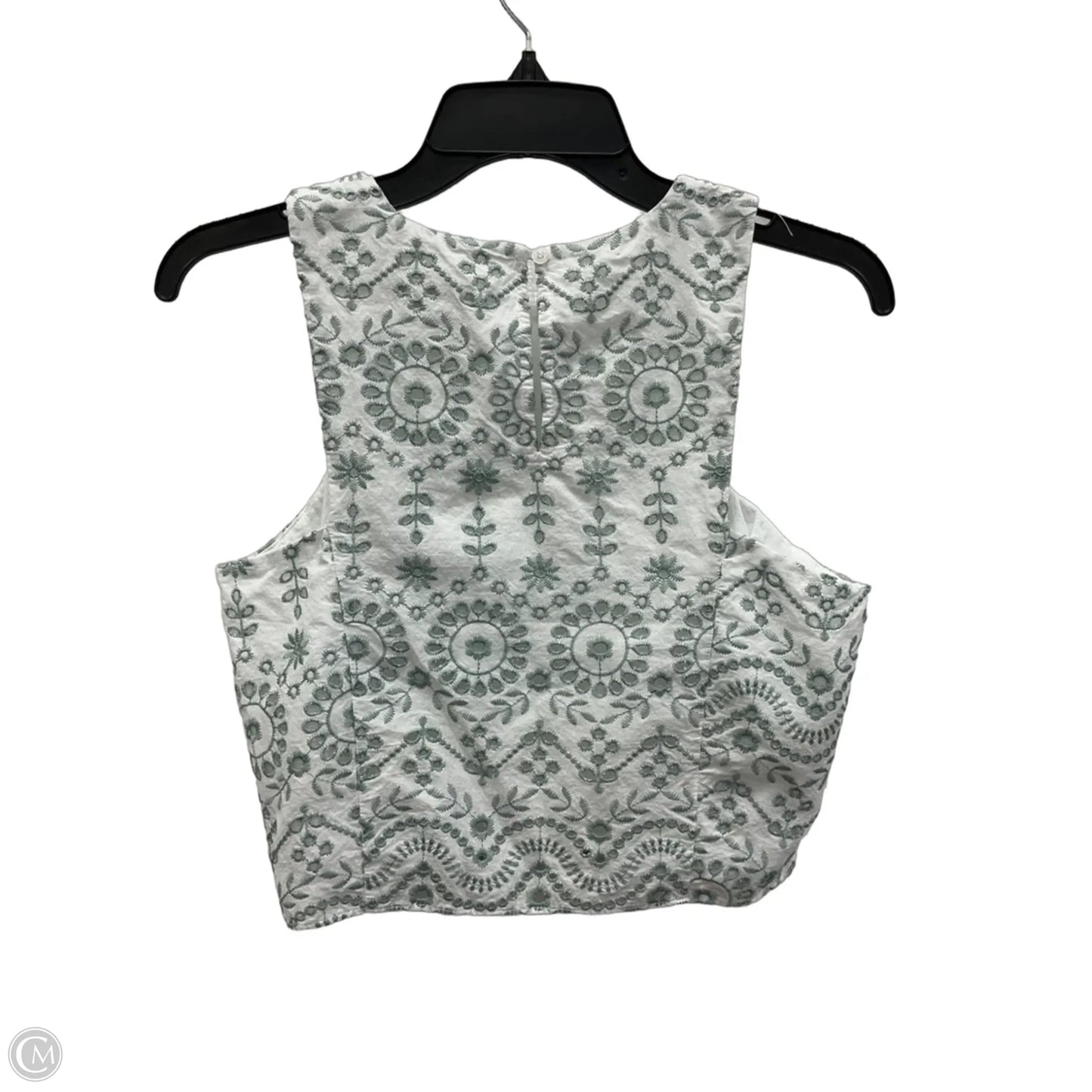 Top Sleeveless By Loft In Green & White, Size: S