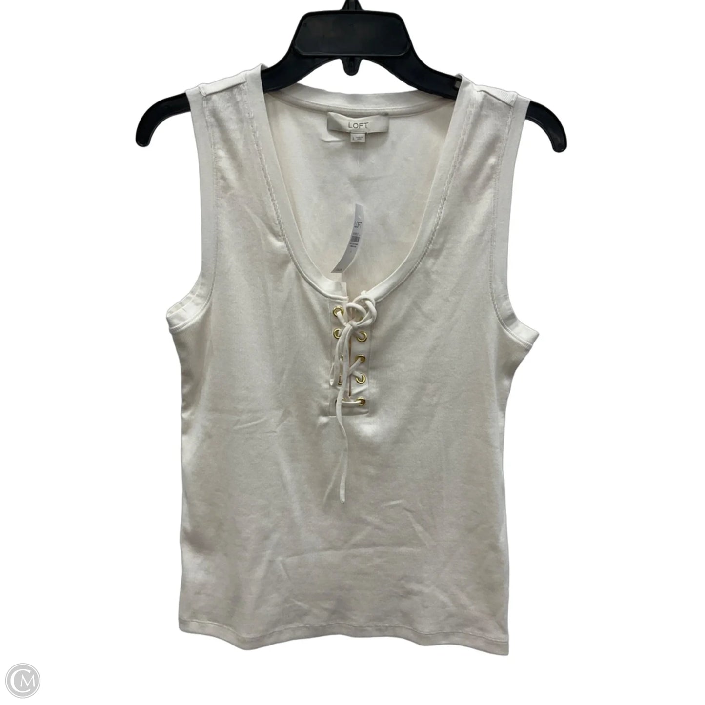 Top Sleeveless By Loft In Cream, Size: L