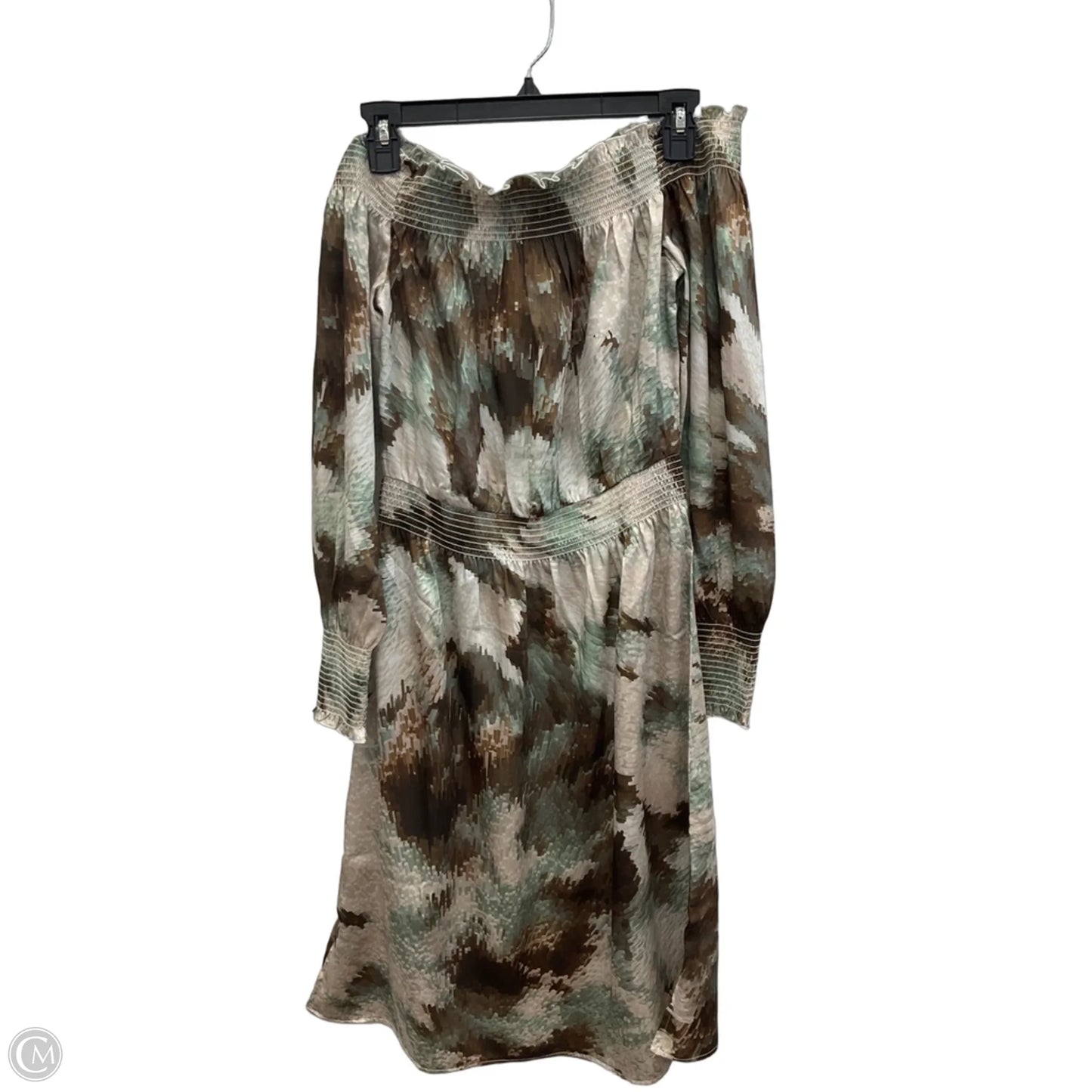 Dress Casual Midi By White House Black Market In Brown & Green, Size: S