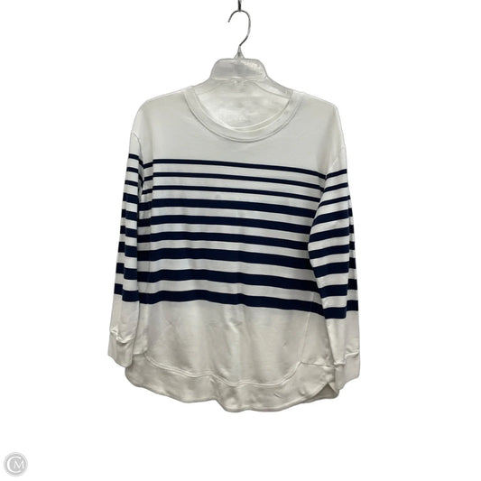 Athletic Top Long Sleeve Crewneck By Chicos In Blue & White, Size: M