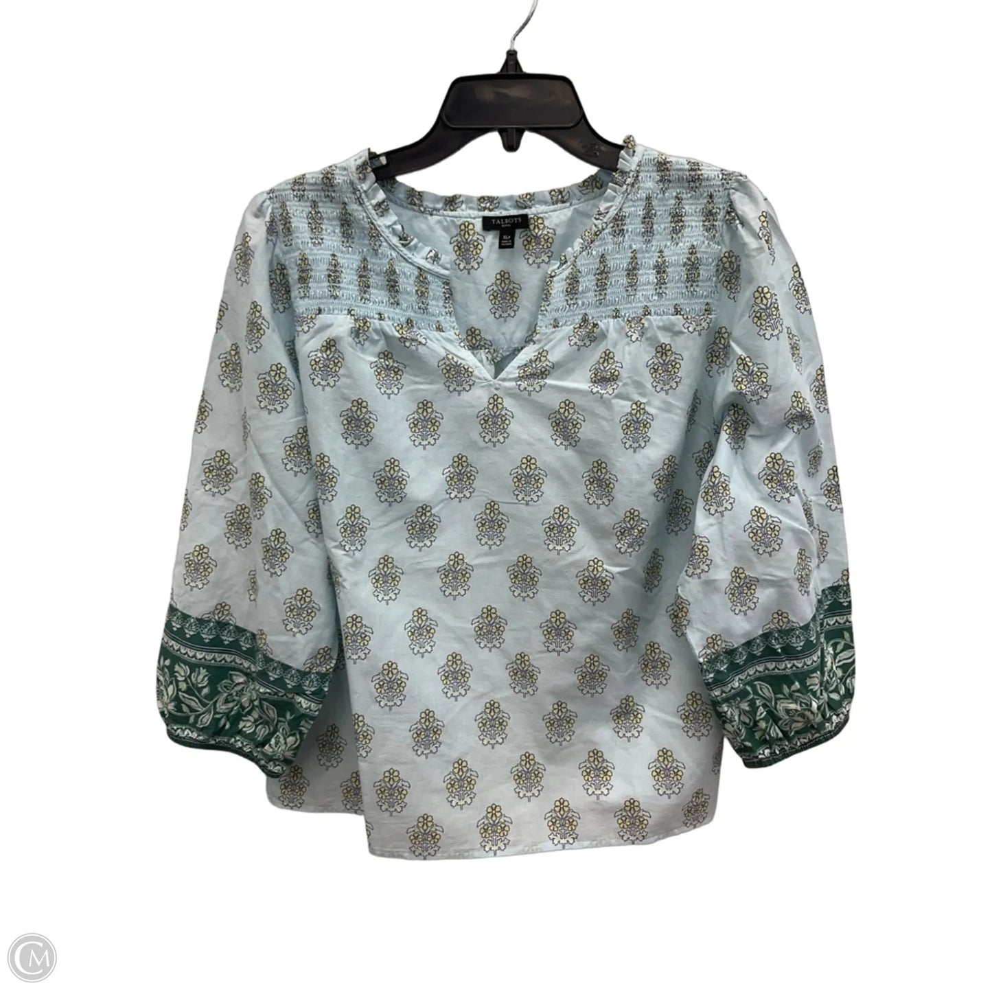 Top 3/4 Sleeve By Talbots In Green, Size: Xlp