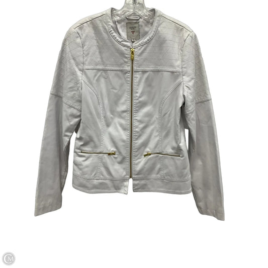 Jacket Leather By Guess In White, Size: L