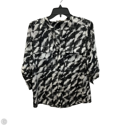 Top Long Sleeve By Calvin Klein In Geometric Pattern, Size: S