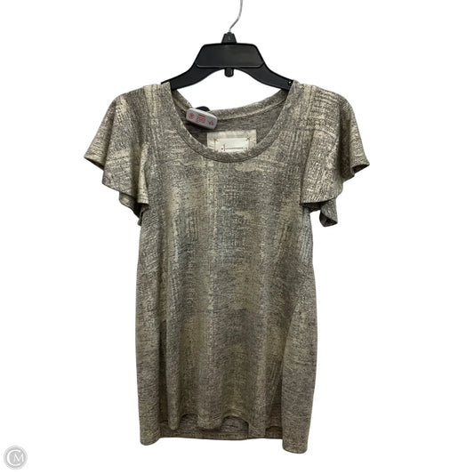 Top Short Sleeve By Anthropologie In Gold, Size: Xs