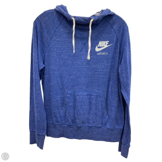 Athletic Top Long Sleeve Hoodie By Nike In Blue, Size: M