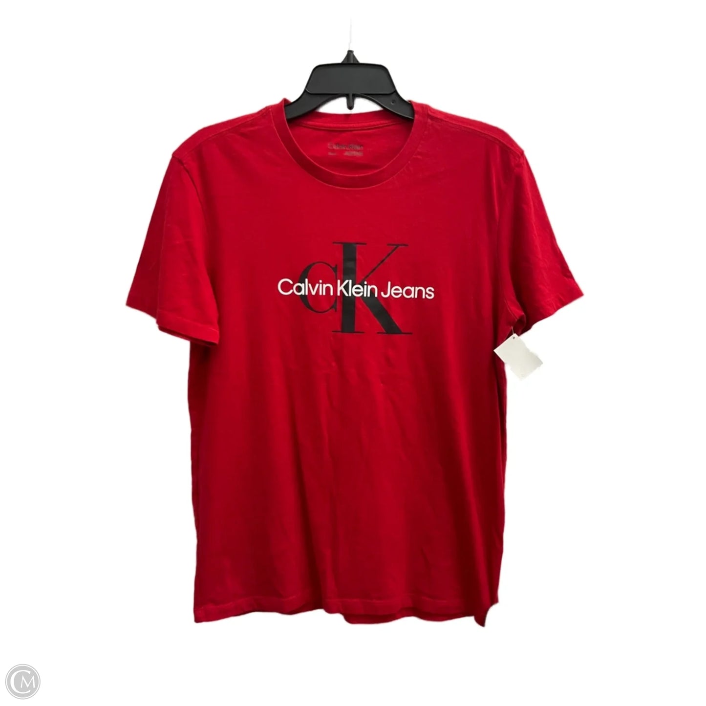 Top Short Sleeve Basic By Calvin Klein In Red, Size: Petite   S