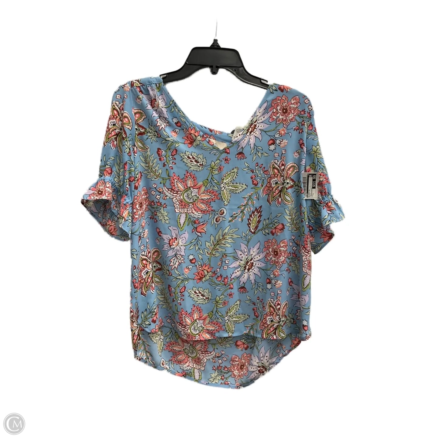 Blouse Short Sleeve By Loft In Multi-colored, Size: S