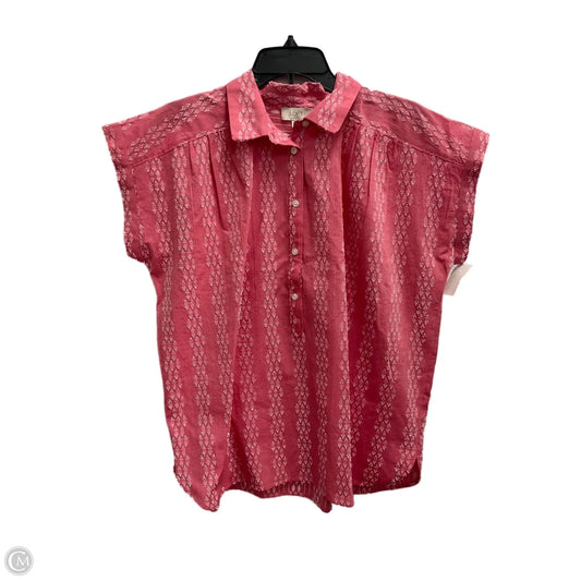 Top Short Sleeve By Loft In Red & White, Size: M