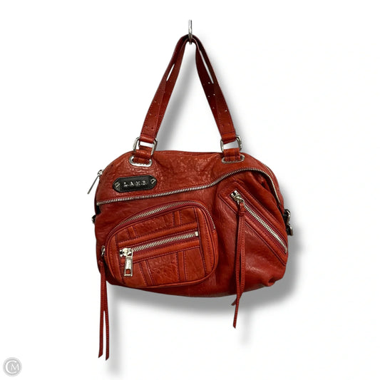 Handbag Leather By Lamb, Size: Medium