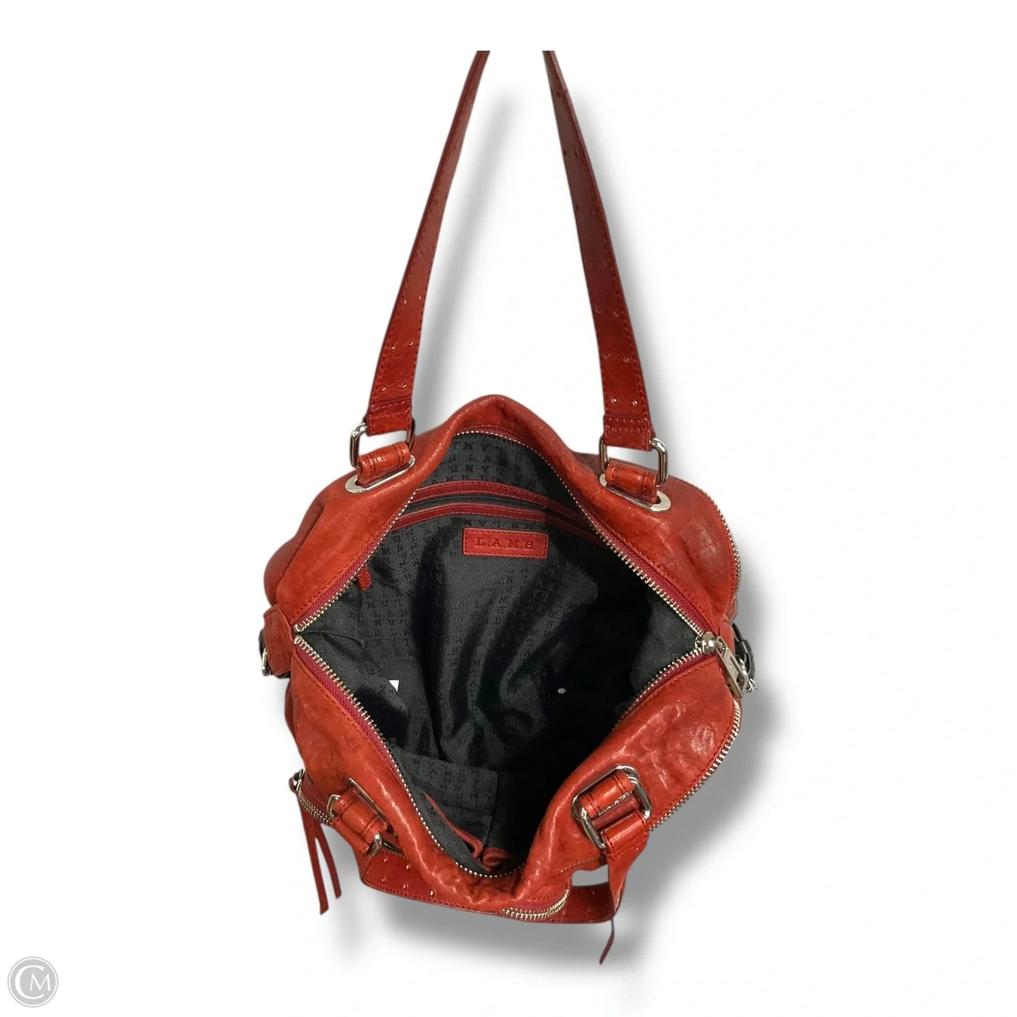 Handbag Leather By Lamb, Size: Medium