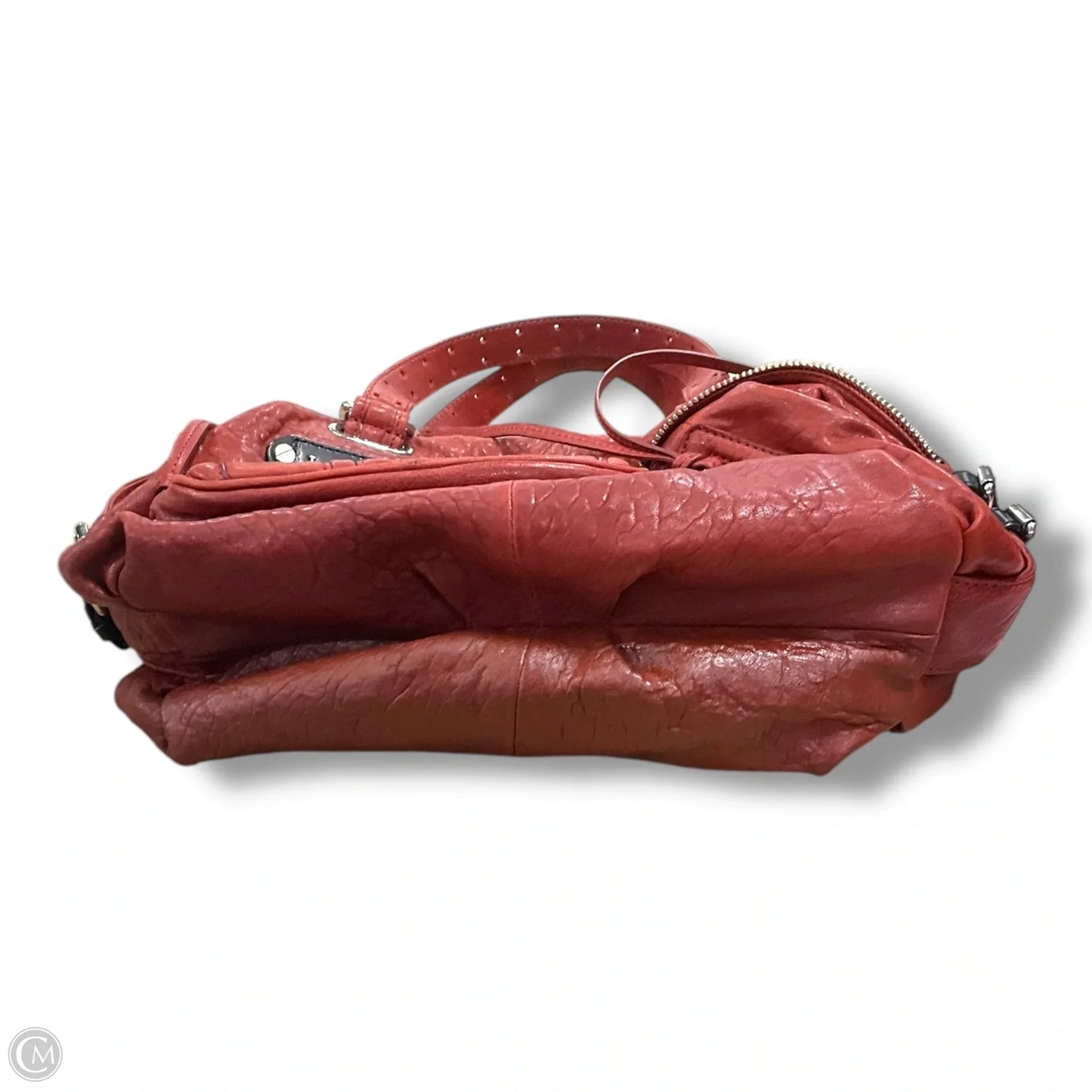 Handbag Leather By Lamb, Size: Medium