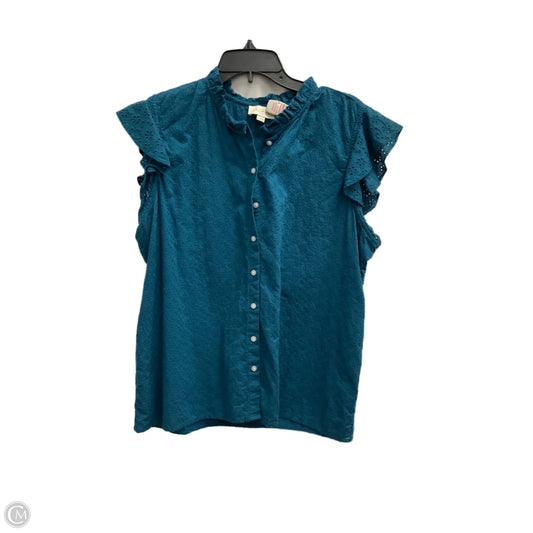 Top Sleeveless By Loft In Teal, Size: Xl