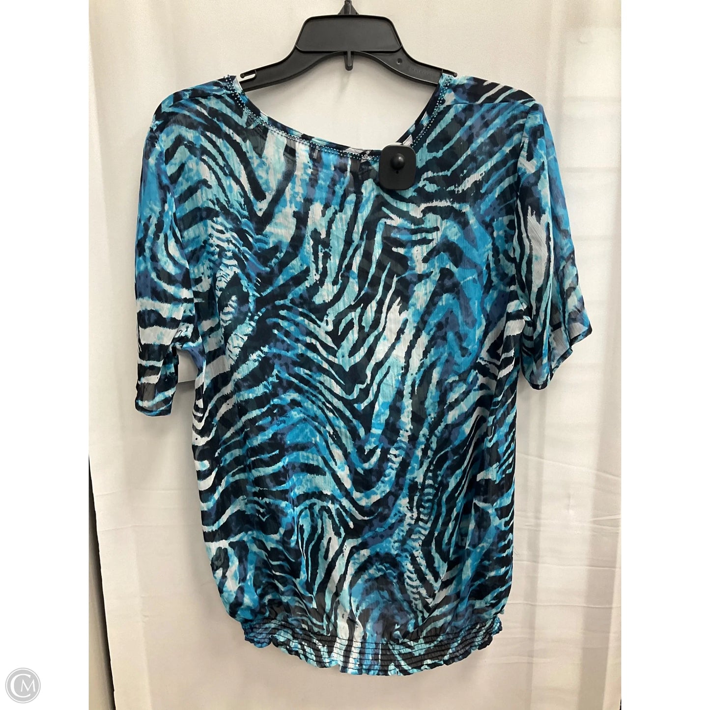 Blouse Short Sleeve By Chicos In Multi-colored, Size: L