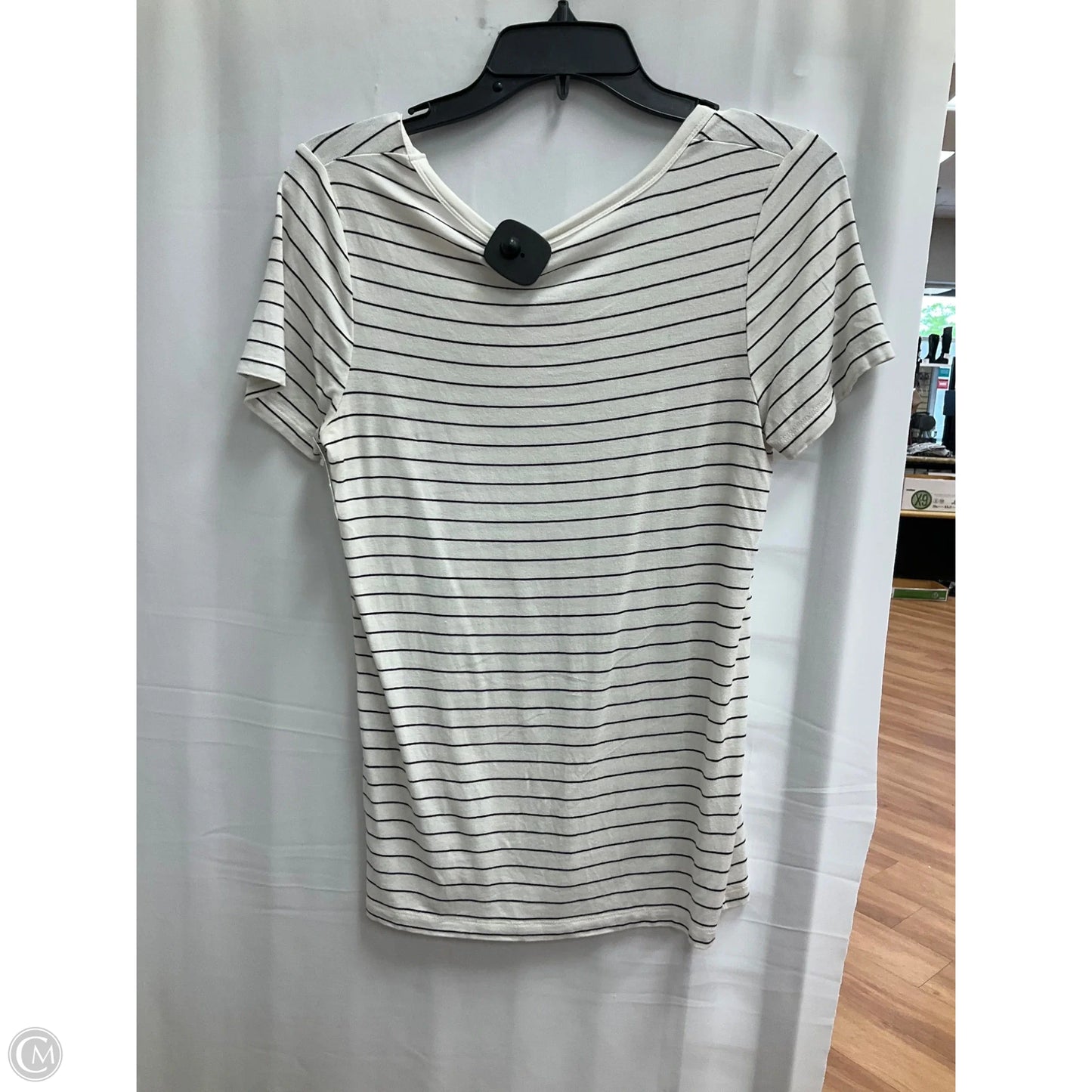 Top Short Sleeve Basic By A New Day In Striped Pattern, Size: Xs